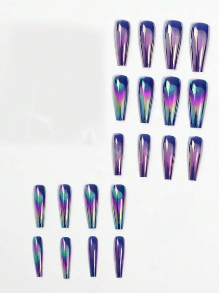Galaxy purple reflective iridescent design press on