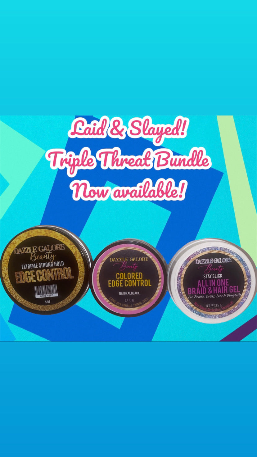 Triple threat sleek edge control/ hair gel bundle