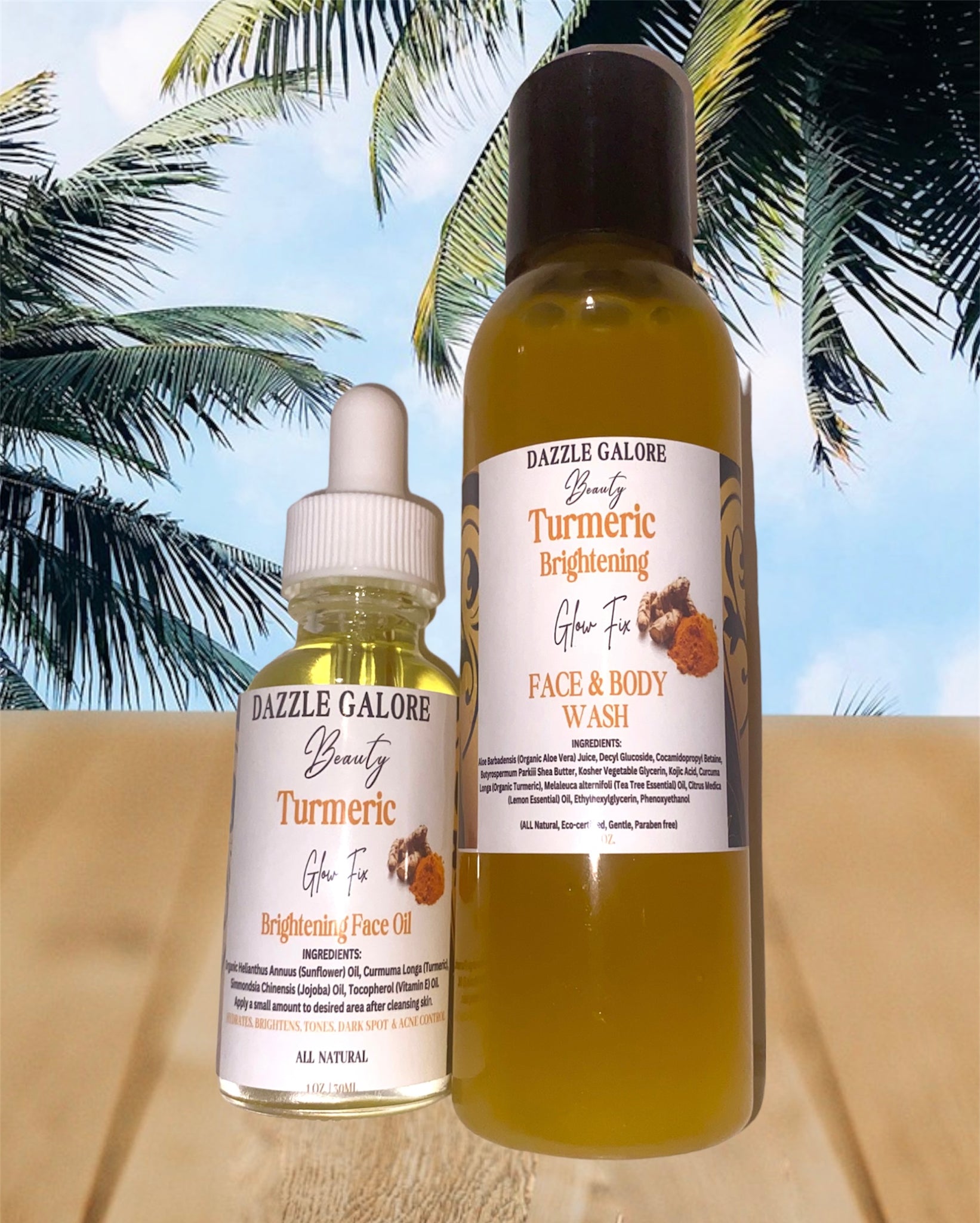 Best seller ALL Natural Turmeric brightening glow fix face oil / face & body wash