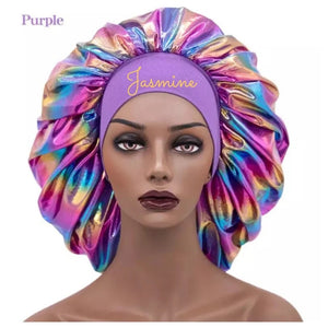 Custom name edge protector galaxy hair bonnet