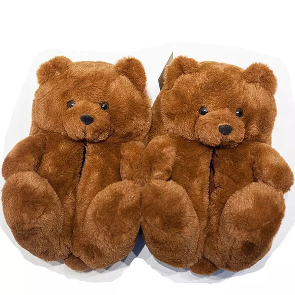 Dazz dollz collection big oversize fluffy warm plush teddy bear slippers