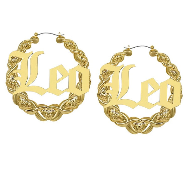 Retro 90s bamboo astrology sign 14k gold plated earrings