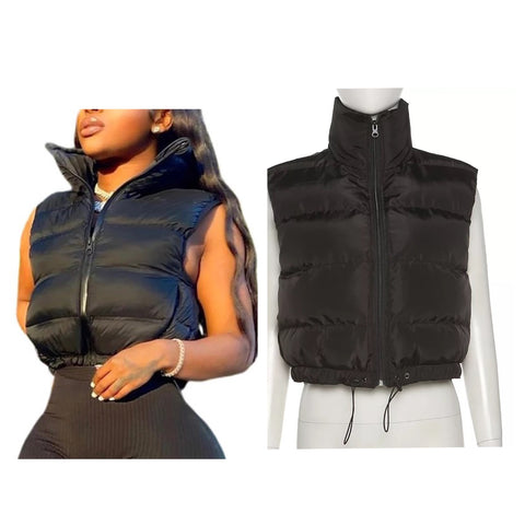 Ladies classic crop bubble puffer jacket